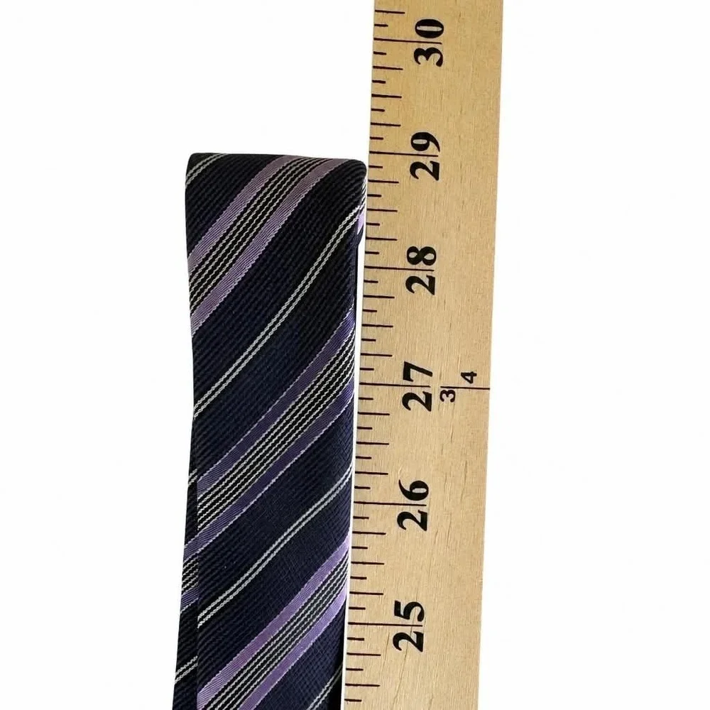 Stafford Essentials Tie Mens Navy Purple White Diagonal Stripe Polyester Necktie